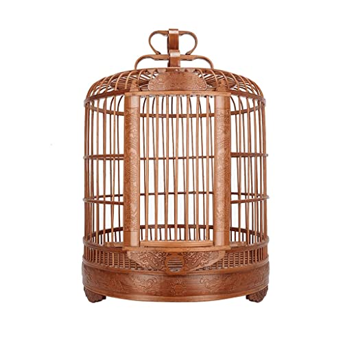 SYSZSYHD Tragbare Vogelkäfige, kreativer geschnitzter Vogelkäfig, Bambus-Vogelkäfige, langlebig, Kleiner Vogelkäfig, Vintage-Vogelträger für Dekoration (mittel) von SYSZSYHD