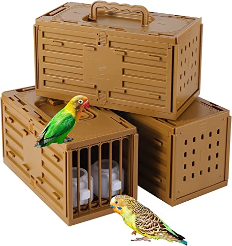 SYSZSYHD Tragbare Vogelkäfige, rechteckiger Flugkäfig, Haustierprodukte, Vogelkäfig, Papageien-Vogelzuchtbox, Heimkäfig, Gehege für Vögel (braun, 3 Stück) von SYSZSYHD