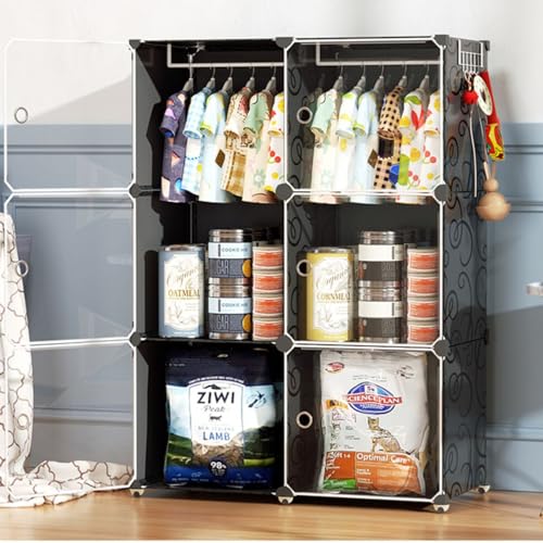 Haustier Kleiderständer Offener Kleiderschrank Hundekleidung Rack Kleidungsständer Mit Kleidung Rack Haustier Armoire Garderobe Perfekt Für Haustier Und Katze (Color : 37 * 37 * 144cm, Size : Nero) von SYUFRE