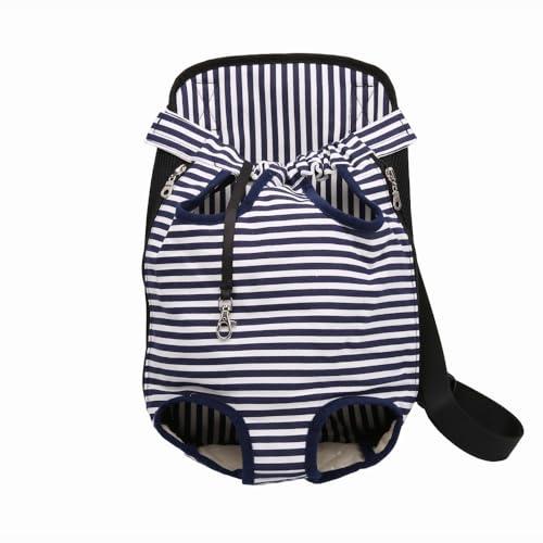 Katzen Hunde Rucksack, Haustier Rucksack Hund Katzen Tragetasche, Hundetragetasche, Atmungsaktiv/Bequem, für Spaziergang Aktivitäten im Freien und Ausflüge (Blue Stripe,S) von SYWLKJ