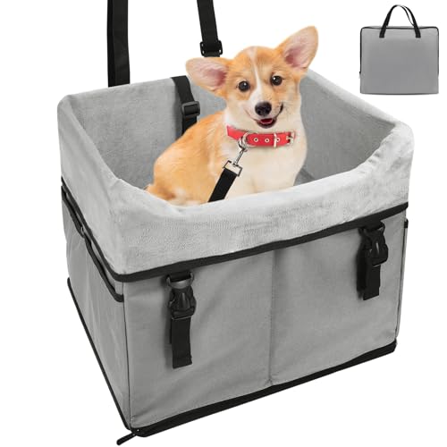 SZEE Hunde-Autositz, tragbarer Hunde-Autositz, für kleine und mittelgroße Haustiere unter 11,3 kg, mit Aufbewahrungstaschen und Sicherheitsleine, Grau SZEE Hunde-Autositz, tragbarer Hunde-Autositz, für kleine und mittelgroße Haustiere unter 11,3 kg, mit Aufbewahrungstaschen und Sicherheitsleine, Grau von SZEE