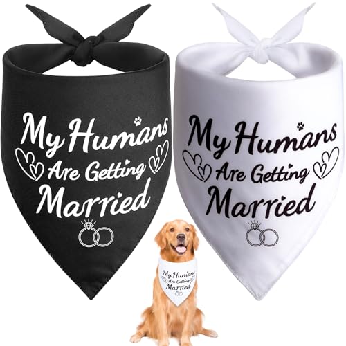 SZEE Hundehalstücher für Hochzeiten, Verlobungsparty-Dekorationen, "My Humans are Getting Married", Brautparty-Geschenke für die Braut, 2 Stück, Weiß und Schwarz, Größe XL SZEE Hundehalstücher für Hochzeiten, Verlobungsparty-Dekorationen, "My Humans are Getting Married", Brautparty-Geschenke für die Braut, 2 Stück, Weiß und Schwarz, Größe XL von SZEE