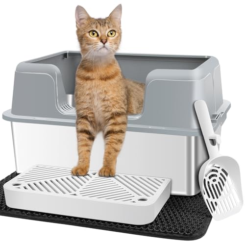 SZEE Katzentoilette aus Edelstahl, keine Kratzer, leicht zu reinigen und nimmt keine Gerüche an, Katzentoilette mit hohen Seiten, verhindert Spritzen von Urini. Für eine lange Zeit verwenden SZEE Katzentoilette aus Edelstahl, keine Kratzer, leicht zu reinigen und nimmt keine Gerüche an, Katzentoilette mit hohen Seiten, verhindert Spritzen von Urini. Für eine lange Zeit verwenden von SZEE