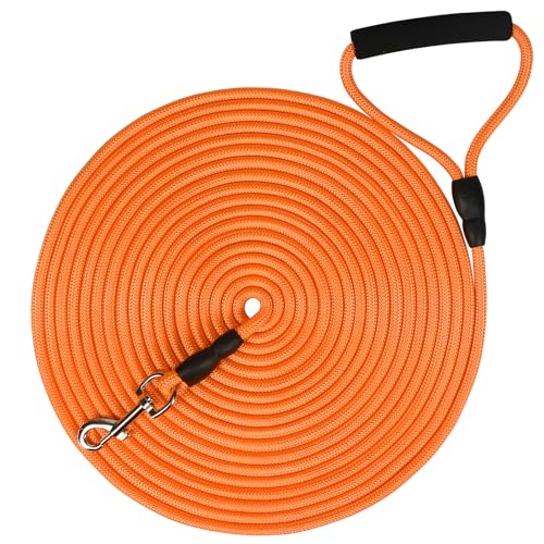 SZEETECH 10 m lange Hundeleine für mittelgroße Hunde, Pooch Trainingsleine zum Gehen, Jagen und Schwimmen, Doppelzweck (für schwimmendes und regelmäßiges Training) – Orange von SZEETECH