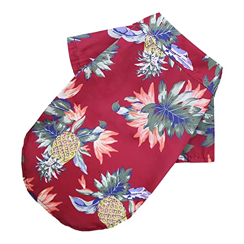 SZFRYEU Hundepullover Für Weibchen Haustier-Sommer-T-Shirts Hawaii-Stil Blumen-Hundehemd Hawaiian Bedruckte Haustier-T-Shirts Atmungsaktive kühle Kleidung Hundepullover 35 cm (Red, L) von SZFRYEU