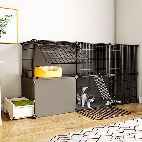 Abnehmbarer Katzen-Laufstall, Metalldraht-Zwinger, Katzenkäfige für den Innenbereich, groß, mit Katzentoilette, Katzenhäuser, Kiste, großer Übungsort für Katzen im Innenbereich (Größe: 54,7" Abnehmbarer Katzen-Laufstall, Metalldraht-Zwinger, Katzenkäfige für den Innenbereich, groß, mit Katzentoilette, Katzenhäuser, Kiste, großer Übungsort für Katzen im Innenbereich (Größe: 54,7" von SZITW