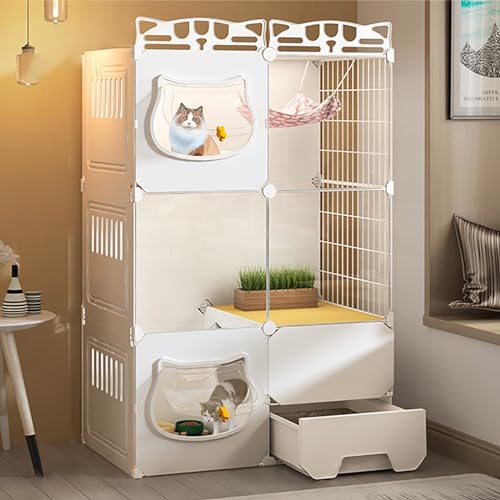 Katzenkäfige für den Innenbereich, Laufstall für Haustiere, mit unabhängiger Katzentoilette, mit frei zugänglicher Katzentür, leicht zu reinigen, großer Spielplatz, für 1–2 Katzen, Frettchen von SZITW