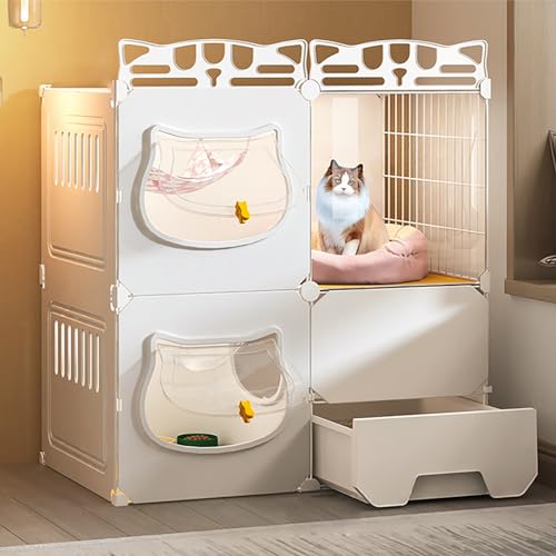 Katzenkäfige für den Innenbereich, Laufstall für Haustiere, mit unabhängiger Katzentoilette, mit frei zugänglicher Katzentür, leicht zu reinigen, großer Spielplatz, für 1–2 Katzen, Frettchen Katzenkäfige für den Innenbereich, Laufstall für Haustiere, mit unabhängiger Katzentoilette, mit frei zugänglicher Katzentür, leicht zu reinigen, großer Spielplatz, für 1–2 Katzen, Frettchen von SZITW
