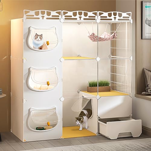 Katzenkäfige für den Innenbereich, Laufstall für Haustiere, mit unabhängiger Katzentoilette, mit frei zugänglicher Katzentür, leicht zu reinigen, großer Spielplatz, für 1–2 Katzen, Frettchen Katzenkäfige für den Innenbereich, Laufstall für Haustiere, mit unabhängiger Katzentoilette, mit frei zugänglicher Katzentür, leicht zu reinigen, großer Spielplatz, für 1–2 Katzen, Frettchen von SZITW