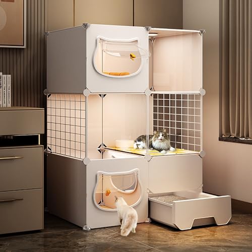 Katzenkäfige für den Innenbereich, Laufstall für Kleintiere, mit unabhängiger ausziehbarer Katzentoilette und Katzentür, Sie können frei kommen und gehen, EIN großer Spielplatz für Katzen (F Katzenkäfige für den Innenbereich, Laufstall für Kleintiere, mit unabhängiger ausziehbarer Katzentoilette und Katzentür, Sie können frei kommen und gehen, EIN großer Spielplatz für Katzen (F von SZITW
