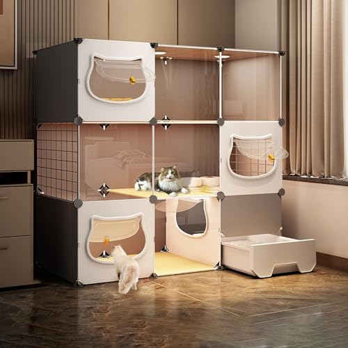 Katzenkäfige für den Innenbereich, Laufstall für kleine Tiere, mit unabhängiger ausziehbarer Katzentoilette und Katzentür, Sie können frei kommen und gehen, EIN großer Spielplatz für Katzen Katzenkäfige für den Innenbereich, Laufstall für kleine Tiere, mit unabhängiger ausziehbarer Katzentoilette und Katzentür, Sie können frei kommen und gehen, EIN großer Spielplatz für Katzen von SZITW
