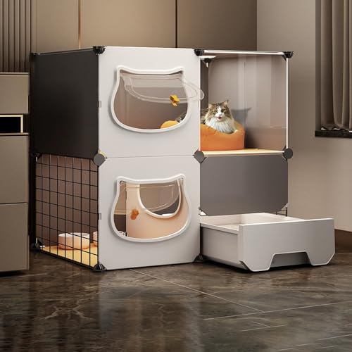 Katzenkäfige für den Innenbereich, Laufstall für kleine Tiere, mit unabhängiger ausziehbarer Katzentoilette und Katzentür, Sie können frei kommen und gehen, EIN großer Spielplatz für Katzen Katzenkäfige für den Innenbereich, Laufstall für kleine Tiere, mit unabhängiger ausziehbarer Katzentoilette und Katzentür, Sie können frei kommen und gehen, EIN großer Spielplatz für Katzen von SZITW