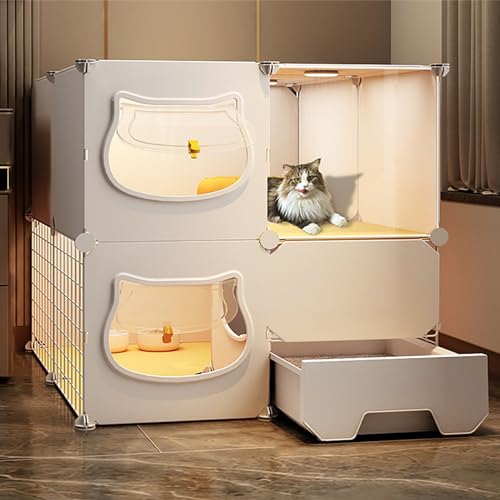 Katzenkäfige für den Innenbereich, Laufstall für kleine Tiere, mit unabhängiger ausziehbarer Katzentoilette und Katzentür, Sie können frei kommen und gehen, EIN großer Spielplatz für Katzen Katzenkäfige für den Innenbereich, Laufstall für kleine Tiere, mit unabhängiger ausziehbarer Katzentoilette und Katzentür, Sie können frei kommen und gehen, EIN großer Spielplatz für Katzen von SZITW