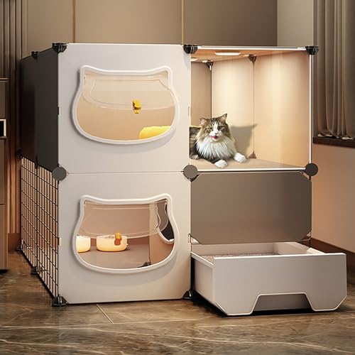 Katzenkäfige für den Innenbereich, Laufstall für kleine Tiere, mit unabhängiger ausziehbarer Katzentoilette und Katzentür, Sie können frei kommen und gehen, EIN großer Spielplatz für Katzen Katzenkäfige für den Innenbereich, Laufstall für kleine Tiere, mit unabhängiger ausziehbarer Katzentoilette und Katzentür, Sie können frei kommen und gehen, EIN großer Spielplatz für Katzen von SZITW