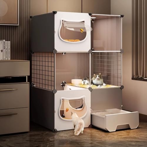 Katzenkäfige für den Innenbereich, Laufstall für kleine Tiere, mit unabhängiger ausziehbarer Katzentoilette und Katzentür, Sie können frei kommen und gehen, EIN großer Spielplatz für Katzen Katzenkäfige für den Innenbereich, Laufstall für kleine Tiere, mit unabhängiger ausziehbarer Katzentoilette und Katzentür, Sie können frei kommen und gehen, EIN großer Spielplatz für Katzen von SZITW