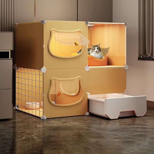 Katzenkäfige für den Innenbereich, Laufstall für kleine Tiere, mit unabhängiger ausziehbarer Katzentoilette und Katzentür, Sie können frei kommen und gehen, EIN großer Spielplatz für Katzen Katzenkäfige für den Innenbereich, Laufstall für kleine Tiere, mit unabhängiger ausziehbarer Katzentoilette und Katzentür, Sie können frei kommen und gehen, EIN großer Spielplatz für Katzen von SZITW