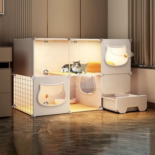 Katzenkäfige für den Innenbereich, Laufstall für kleine Tiere, mit unabhängiger ausziehbarer Katzentoilette und Katzentür, Sie können frei kommen und gehen, EIN großer Spielplatz für Katzen Katzenkäfige für den Innenbereich, Laufstall für kleine Tiere, mit unabhängiger ausziehbarer Katzentoilette und Katzentür, Sie können frei kommen und gehen, EIN großer Spielplatz für Katzen von SZITW
