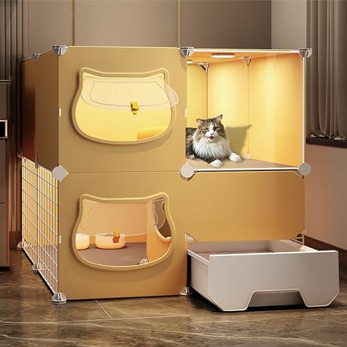 Katzenkäfige im Innenbereich, Laufstall für kleine Tiere, mit unabhängiger ausziehbarer Katzentoilette und Katzentür, Sie können frei kommen und gehen, EIN großer Spielplatz für Katzen (Farb Katzenkäfige im Innenbereich, Laufstall für kleine Tiere, mit unabhängiger ausziehbarer Katzentoilette und Katzentür, Sie können frei kommen und gehen, EIN großer Spielplatz für Katzen (Farb von SZITW