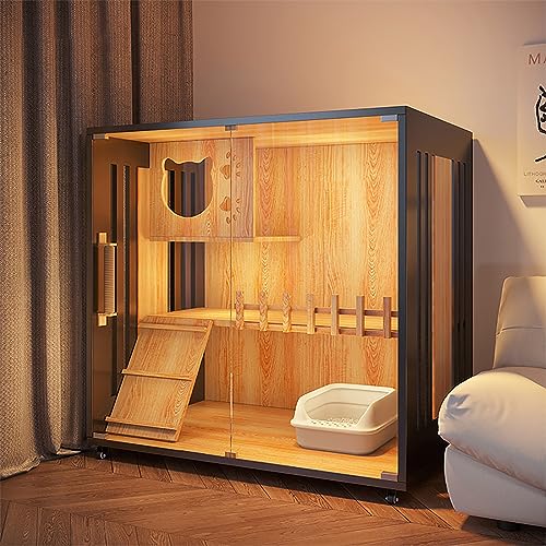 Katzenkäfighaus, großes Katzenhaus aus Holz, luxuriöses Katzenhaus mit Mehreren Funktionen, mit Katzentoilette, Sprungplattform, Kletterleiter, multifunktionales Katzenhaus, geeignet für 1–2 Katzenkäfighaus, großes Katzenhaus aus Holz, luxuriöses Katzenhaus mit Mehreren Funktionen, mit Katzentoilette, Sprungplattform, Kletterleiter, multifunktionales Katzenhaus, geeignet für 1–2 von SZITW