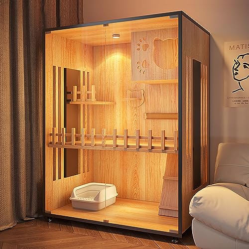 Katzenkäfighaus, großes Katzenhaus aus Holz, luxuriöses Katzenhaus mit Mehreren Funktionen, mit Katzentoilette, Sprungplattform, Kletterleiter, multifunktionales Katzenhaus, geeignet für 1–2 Katzenkäfighaus, großes Katzenhaus aus Holz, luxuriöses Katzenhaus mit Mehreren Funktionen, mit Katzentoilette, Sprungplattform, Kletterleiter, multifunktionales Katzenhaus, geeignet für 1–2 von SZITW