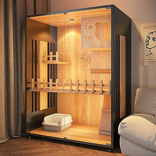 Katzenkäfighaus, großes Katzenhaus aus Holz, luxuriöses Katzenhaus mit Mehreren Funktionen, mit Katzentoilette, Sprungplattform, Kletterleiter, multifunktionales Katzenhaus, geeignet für 1–2 Katzenkäfighaus, großes Katzenhaus aus Holz, luxuriöses Katzenhaus mit Mehreren Funktionen, mit Katzentoilette, Sprungplattform, Kletterleiter, multifunktionales Katzenhaus, geeignet für 1–2 von SZITW