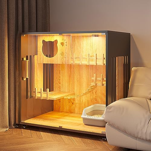 Katzenkäfighaus, großes Katzenhaus aus Holz, luxuriöses Katzenhaus mit Mehreren Funktionen, mit Katzentoilette, Sprungplattform, Kletterleiter, multifunktionales Katzenhaus, geeignet für 1–2 Katzenkäfighaus, großes Katzenhaus aus Holz, luxuriöses Katzenhaus mit Mehreren Funktionen, mit Katzentoilette, Sprungplattform, Kletterleiter, multifunktionales Katzenhaus, geeignet für 1–2 von SZITW