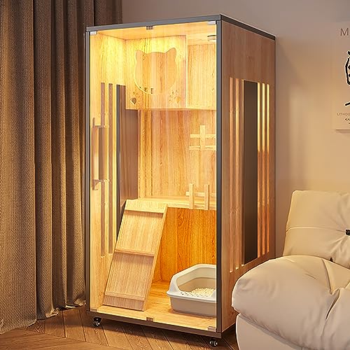 Katzenkäfighaus, großes Katzenhaus aus Holz, luxuriöses Katzenhaus mit Mehreren Funktionen, mit Katzentoilette, Sprungplattform, Kletterleiter, multifunktionales Katzenhaus, geeignet für 1–2 Katzenkäfighaus, großes Katzenhaus aus Holz, luxuriöses Katzenhaus mit Mehreren Funktionen, mit Katzentoilette, Sprungplattform, Kletterleiter, multifunktionales Katzenhaus, geeignet für 1–2 von SZITW