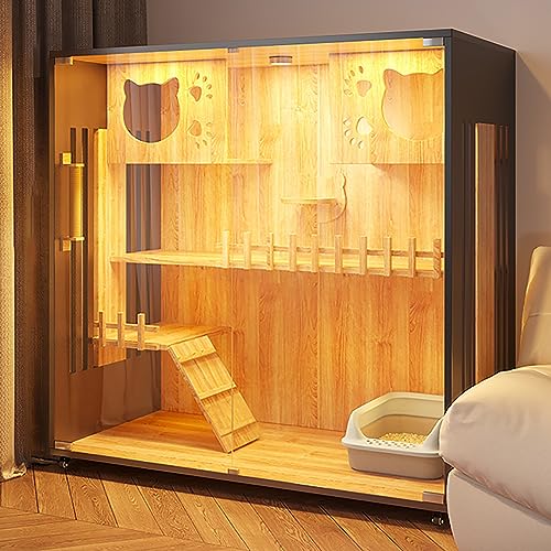 Katzenkäfighaus, großes Katzenhaus aus Holz, luxuriöses Katzenhaus mit Mehreren Funktionen, mit Katzentoilette, Sprungplattform, Kletterleiter, multifunktionales Katzenhaus, geeignet für 1–2 Katzenkäfighaus, großes Katzenhaus aus Holz, luxuriöses Katzenhaus mit Mehreren Funktionen, mit Katzentoilette, Sprungplattform, Kletterleiter, multifunktionales Katzenhaus, geeignet für 1–2 von SZITW
