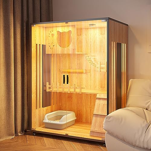 Katzenkäfighaus, großes Katzenhaus aus Holz, luxuriöses Katzenhaus mit Mehreren Funktionen, mit Katzentoilette, Sprungplattform, Kletterleiter, multifunktionales Katzenhaus, geeignet für 1–2 Katzenkäfighaus, großes Katzenhaus aus Holz, luxuriöses Katzenhaus mit Mehreren Funktionen, mit Katzentoilette, Sprungplattform, Kletterleiter, multifunktionales Katzenhaus, geeignet für 1–2 von SZITW