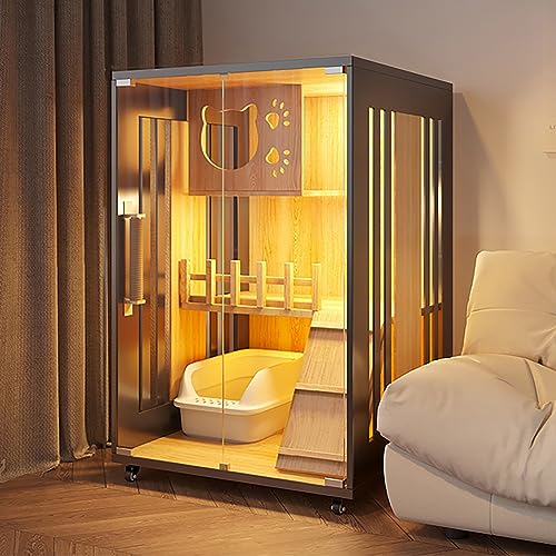 Katzenkäfighaus, großes Katzenhaus aus Holz, luxuriöses Katzenhaus mit Mehreren Funktionen, mit Katzentoilette, Sprungplattform, Kletterleiter, multifunktionales Katzenhaus, geeignet für 1–2 Katzenkäfighaus, großes Katzenhaus aus Holz, luxuriöses Katzenhaus mit Mehreren Funktionen, mit Katzentoilette, Sprungplattform, Kletterleiter, multifunktionales Katzenhaus, geeignet für 1–2 von SZITW