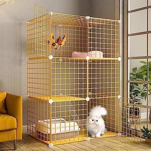 Katzenlaufstall DIY Haustierkätzchenkäfig für Hauskatzen, abnehmbare Katzengehege Katzenvilla für 1-2 Katzen Großer Übungsort (Größe: 29,5" LX 15,3" BX 42,9" H) von SZITW