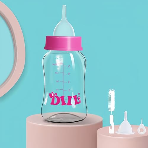 Aufzuchtflasche für Haustiere - Komplettes Fütterungsset für Neugeborene Welpen und Kätzchen Welpenmilch Katzenmilch Aufzuchtflasche Hund, Welpenmilch Aufzuchtflasche (Rosa, 150ml) von SZJLDS
