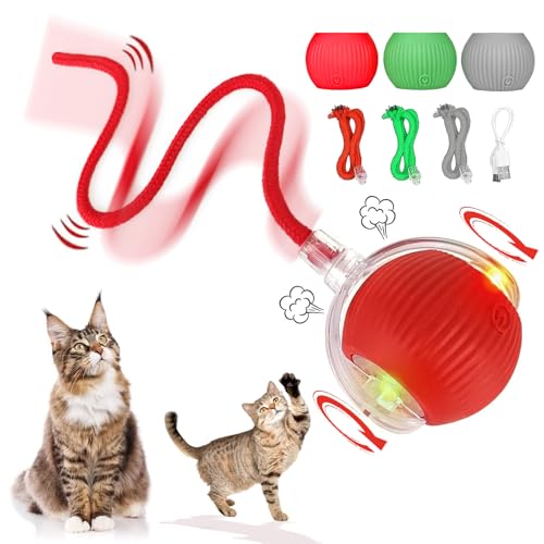 SZMDLX Interaktiver Spielball Für Katzen, 3 Modi Katzenspielzeug Ball Elektrisch, Schnell Bewegliches Katzenspielzeug Interaktiv Schlau Magic Ball Für Katzen von SZMDLX