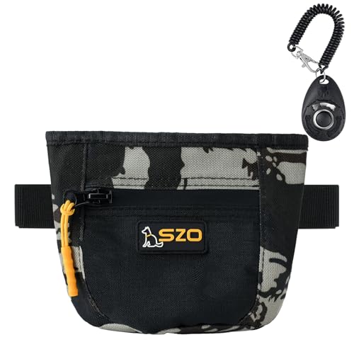 SZO Leckerli-Beutel für Hunde mit Clicker-Training für Hunde, Hundetrainings-Leckerli-Tasche mit Taillengürtelclip, Magnetverschluss, freihändiges Training – Camo von SZO