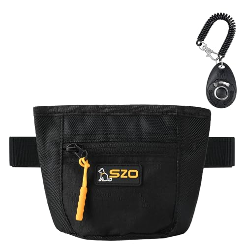 SZO Leckerli-Tasche für Hunde, mit Clicker-Training, Hundetraining, Leckerli-Tasche mit Taillengürtelclip, Magnetverschluss, freihändiges Training – Schwarz von SZO