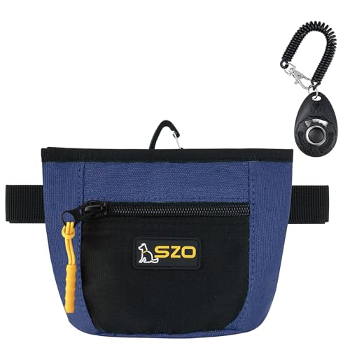SZO Leckerli-Tasche für Hunde, mit Klicker, Hundetrainings-Leckerli-Tasche mit Taillengürtelclip, Magnetverschluss, freihändiges Training – Schwarz & Lila von SZO
