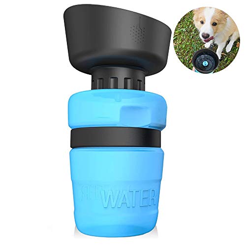 SZRWD Hundetrinkflasche für unterwegs, 520ml Hunde Wasserflasche, Tragbare Haustier Trinkflasche BPA Frei Faltbarer Hunde/Katze Wasserflasche für Haustiere Unterwegs, Reise und Wandern von SZRWD