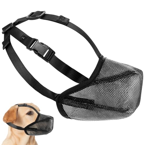 Maulkorb für Große Hunde, Verstellbare Atmungsaktive Haustier Maske Maulkorb Mittlere Hunde mit Klettverschluss, für Kleine Mittlere große Hundetraining (L) von SZSLMY
