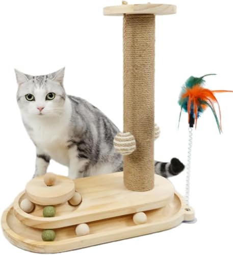 Kratzbaum, 3-lagig, mit Holzkugelschiene und baumelndem modernen Sisalball, 41,9 cm hoch, Kratzbaum, ideal für gelangweilte Indoor-Katzen und Kätzchen-Spielzeit Kratzbaum, 3-lagig, mit Holzkugelschiene und baumelndem modernen Sisalball, 41,9 cm hoch, Kratzbaum, ideal für gelangweilte Indoor-Katzen und Kätzchen-Spielzeit von SZSXYBZ