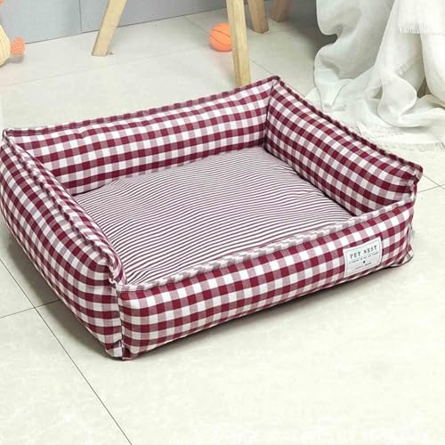 SZSXYBZ Abnehmbares, gemütliches Haustier-Sofa für Bodensofa, waschbar, weich, Schlafzimmer, Wohnzimmer, Auto, Katze, Hund, Couch, praktisches, atmungsaktives Haustierkissen (rot, 75 x 60 cm) von SZSXYBZ