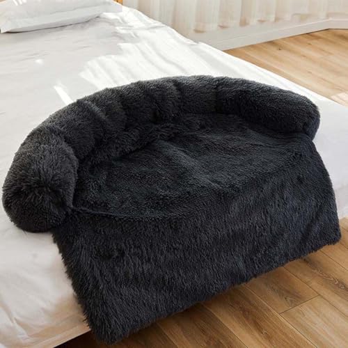 SZSXYBZ Ultraweiche Hundematte, Sofa, warmes Plüsch, beruhigendes Hundebett, Angstlinderung, Haustier-Sofa-Kissen, abnehmbarer, waschbarer Möbelbezug für Hunde und Katzen (Dunkelgrau, 90 x 80 x 13 cm) SZSXYBZ Ultraweiche Hundematte, Sofa, warmes Plüsch, beruhigendes Hundebett, Angstlinderung, Haustier-Sofa-Kissen, abnehmbarer, waschbarer Möbelbezug für Hunde und Katzen (Dunkelgrau, 90 x 80 x 13 cm) von SZSXYBZ