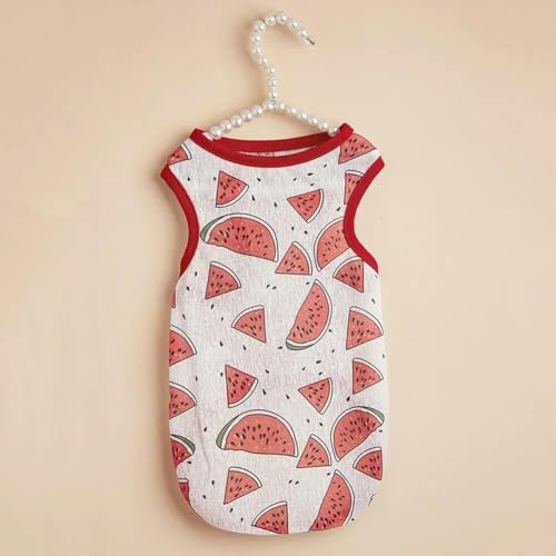 Sphynx Katzenweste T-Shirt Sommer Mesh Haustier ärmellose Kleidung für Katzen Shirts Sonnenschutz Kleidung (Rote Wassermelone, XXL-Anzug 6.5-9kg) von SZSXYBZ