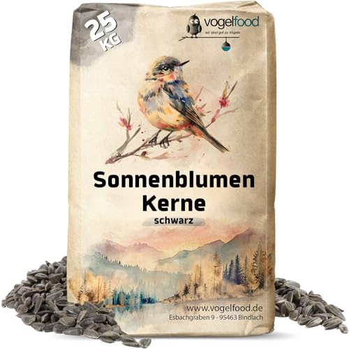 25 KG Vogelfood Schwarze Sonnenblumenkerne Winterstreu Streufutter von Samore