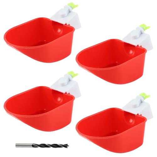 SacJkt Hühnertränke Automat, 4 Stück groß Geflügeltränke Set, Wassertränke Hühner, Automatische Geflügeltränke für Hühner Enten Gänse Taube (9 X 10,5 cm) von SacJkt