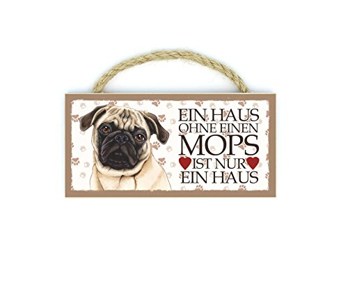 Mops (Ein Haus..) Haustier Kühlschrankmagnet aus Holz mit Kordel 42 von Sachen aus Blech