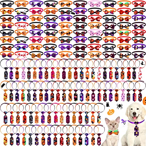 160 Stück Haustier Krawatte Set Hund Katze Fliege Halsbänder Verstellbare Hundefliegen Halsband Fellpflege Zubehör für Hunde Haustiere Zubehör Dekor für Halloween, Thanksgiving, Weihnachten von Sadnyy