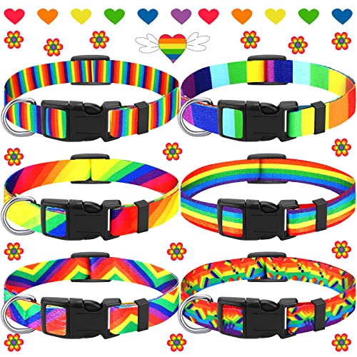 6 Stück Regenbogen-Hundehalsband, Nylon-Flagge, Haustierhalsband, Gay Pride, Bekleidung für Hunde, verstellbar, bequem, mittelgroße und große Welpen, Haustiere (klein) von Sadnyy