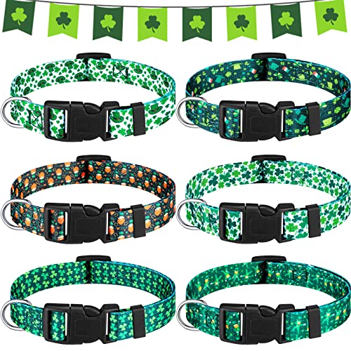6 Stück St. Patrick's Day Hundehalsbänder Verstellbare Urlaub Hundehalsbänder Weich Basic Hundehalsbänder Bequemes Katzenhalsband mit Kunststoffschnalle für kleine, Welpen, Haustiere Zubehör (klein) von Sadnyy