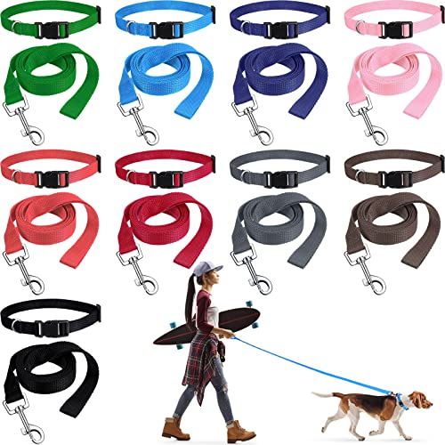 9 Sets Nylon Hundehalsband und Leine Set Verstellbare Nylon Halsbänder mit Sicherheitsschnallen 152 cm Hundeleinen Nylon PET Halsbänder für kleine mittelgroße Haustiere Hunde von Sadnyy