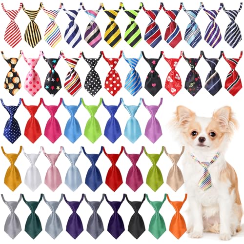Sadnyy Hundehalsbänder, verstellbar, verschiedene Muster, Welpen, Fliegen, Pflegezubehör für kleine Haustiere, Hunde, Katzen, Geburtstag, Fotografie, Gastgeschenk (elegant und einfarbig), 50 Stück von Sadnyy